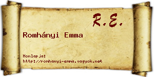 Romhányi Emma névjegykártya